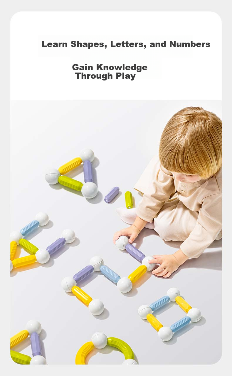 Babycare Magnetic Rods Children's Educational Toy Magnetic Building Blocks Puzzle Magnetic Tiles Basic Set 30 Pieces Birthday New Year Gift 6