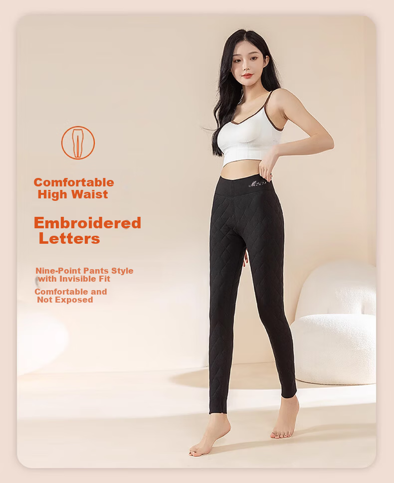 Langsha 100% Wool Thermal Pants Women Autumn Winter Fleece Lined Thickened Cotton Pants High Waist Plus Size Slim Fit Leggings 9
