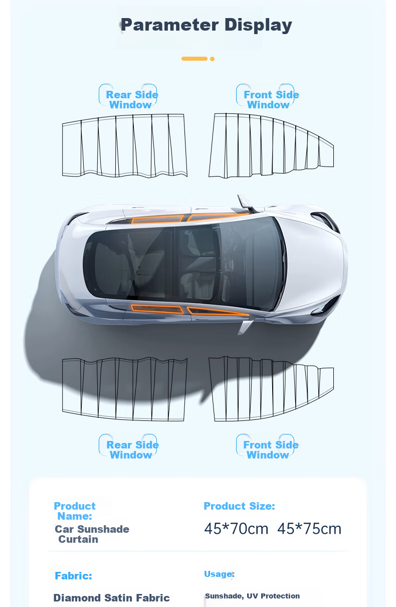 Jiabalan Car Sunshade Set of 4 - Magnetic Side Window Sunshade, Heat Insulation, Mosquito Protection, Privacy, Automatic Retractable Sunshade Curtain 17