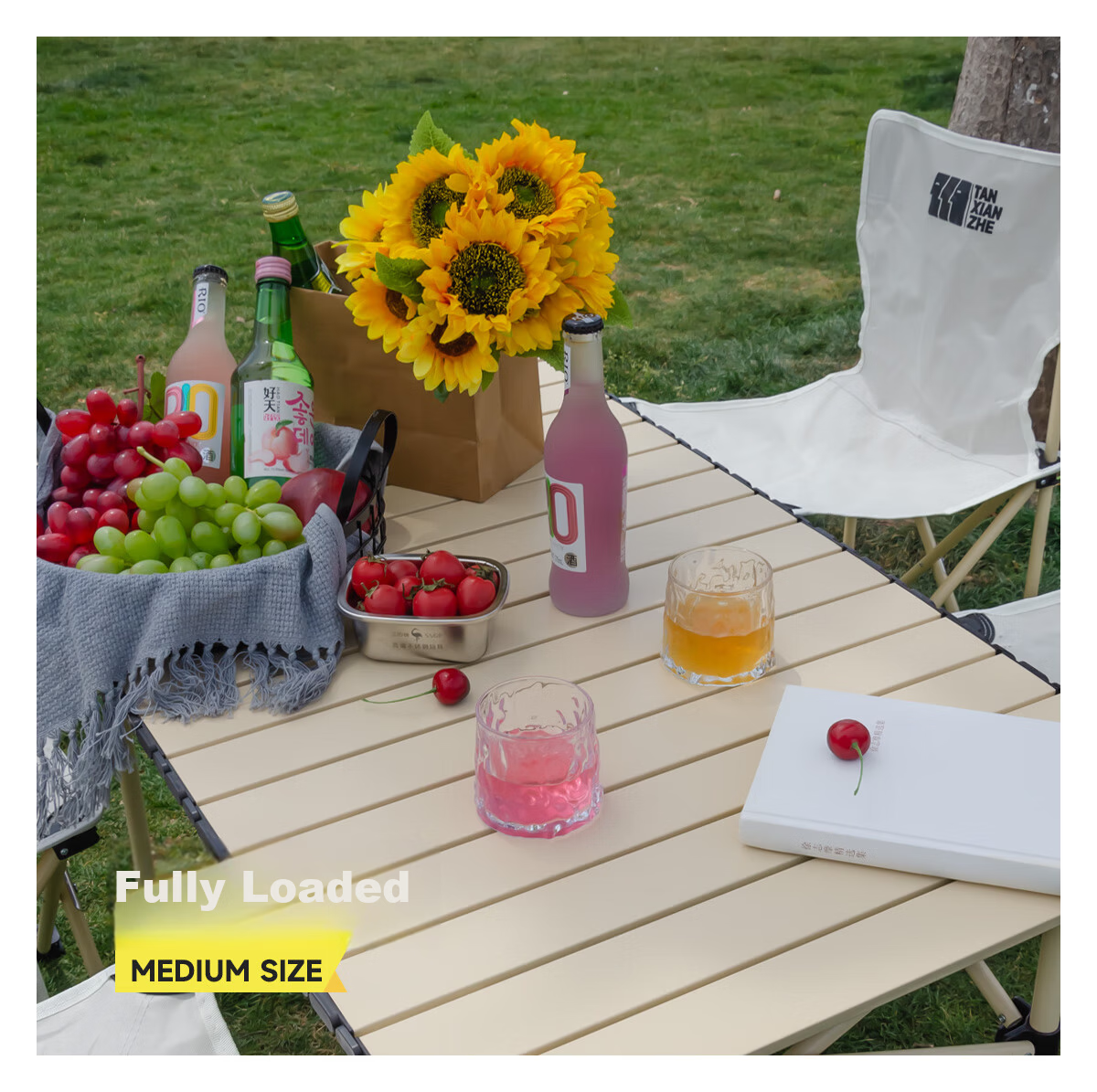 TAN XIAN ZHE Outdoor Portable Folding Table Picnic Table Park Home Long Table Camping BBQ Table 11