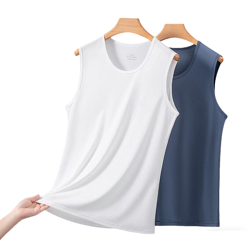 Romon Men's Ice Silk Vest Summer Thin Cool Mesh Breathable Casual Sports Tank Top 1 Piece