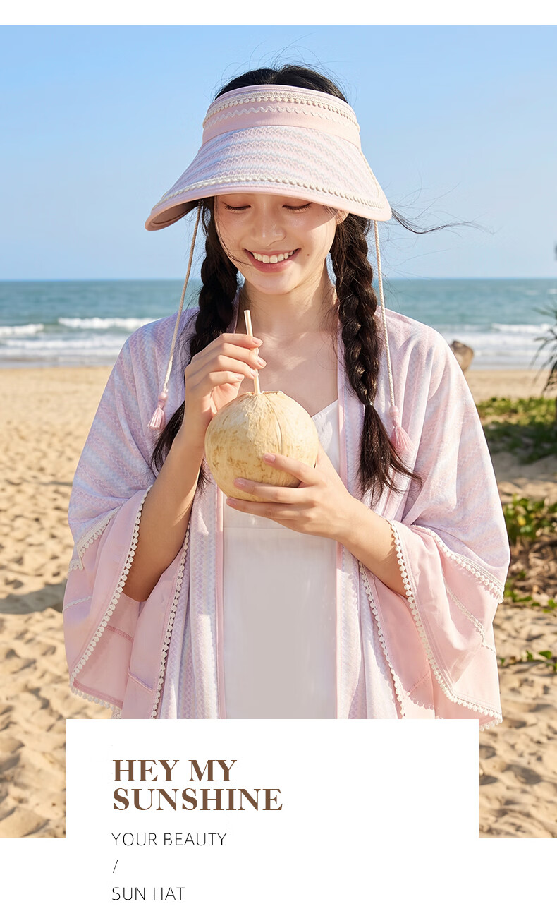 CACUSS Ice Silk Sun Protection Hat for Women Summer Large Brim Open Top Lightweight Breathable Outdoor Sunshade Hat with Shawl Set Pink Rose 7