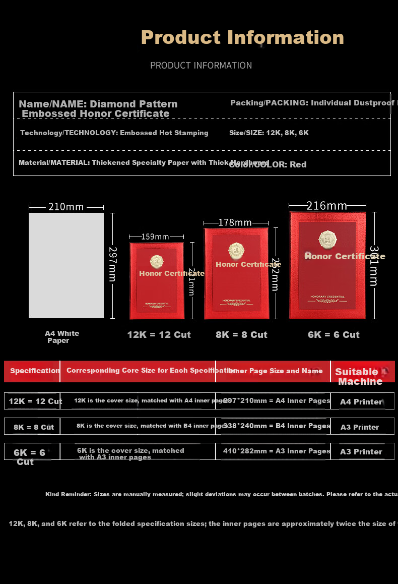 Elifo Honor Certificates 10-Pack 8K Medal Blank Award Certificates Training Commendation Recognition with 20 Inner Sheets 2