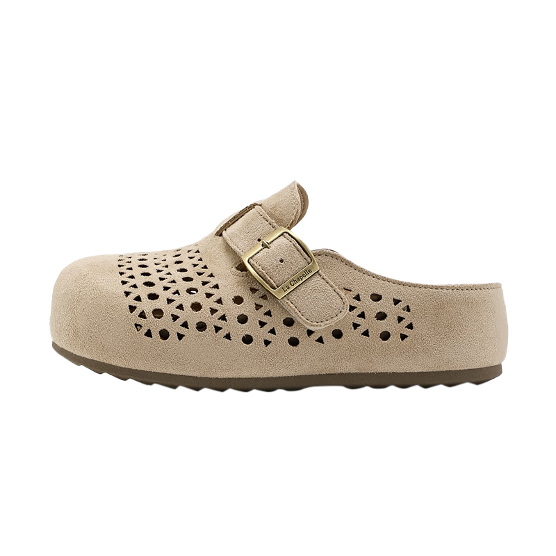 La Chapelle Women's Birkenstock Style Summer Hollow Breathable Soft Sole Retro Open Toe Slip-On Sandals XZX798 Beige Size 40