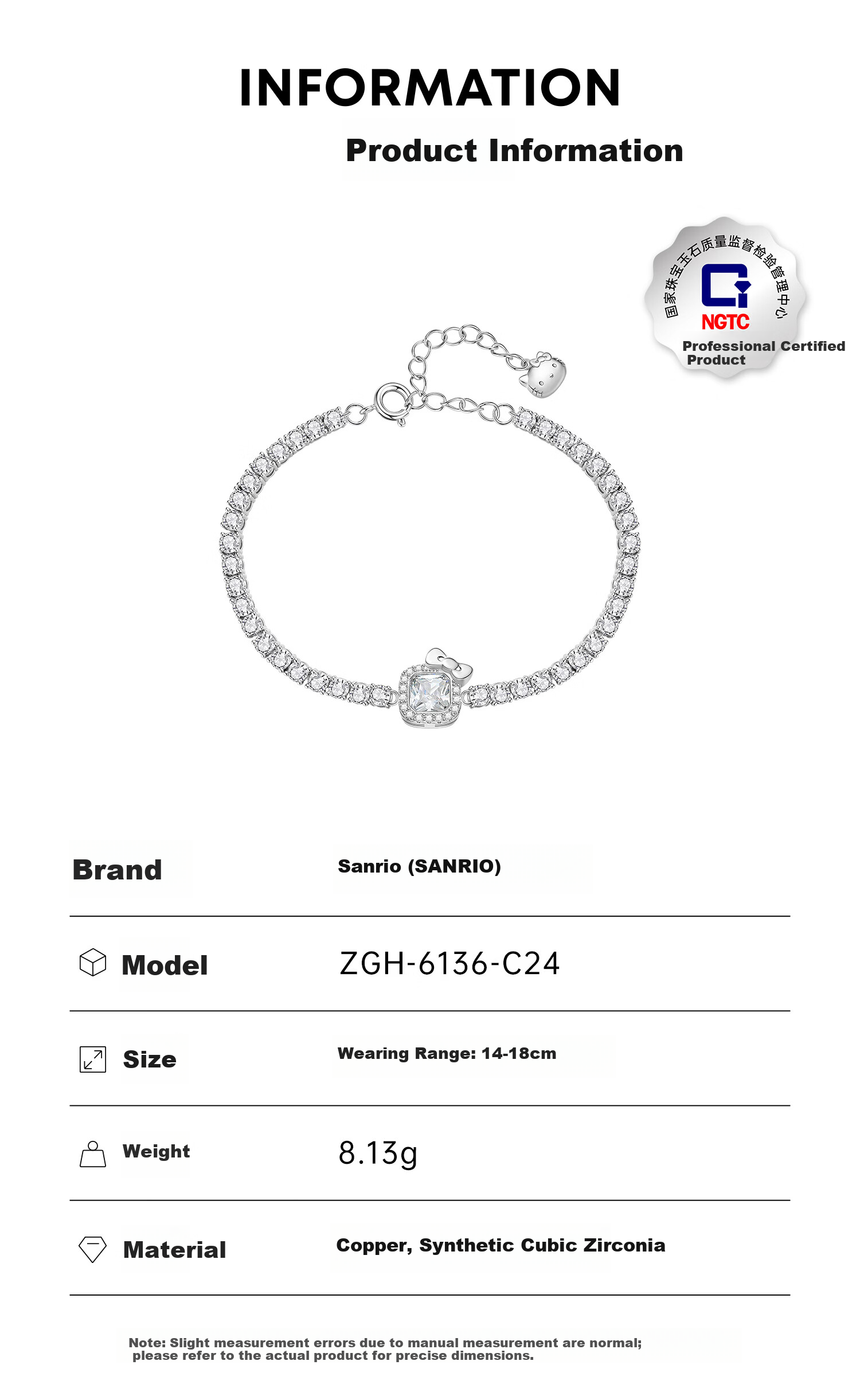 SANRIO Hello Kitty Women's Bracelet Luxury Birthday Gift for Girls Kitty Cat - Silver Pink 6