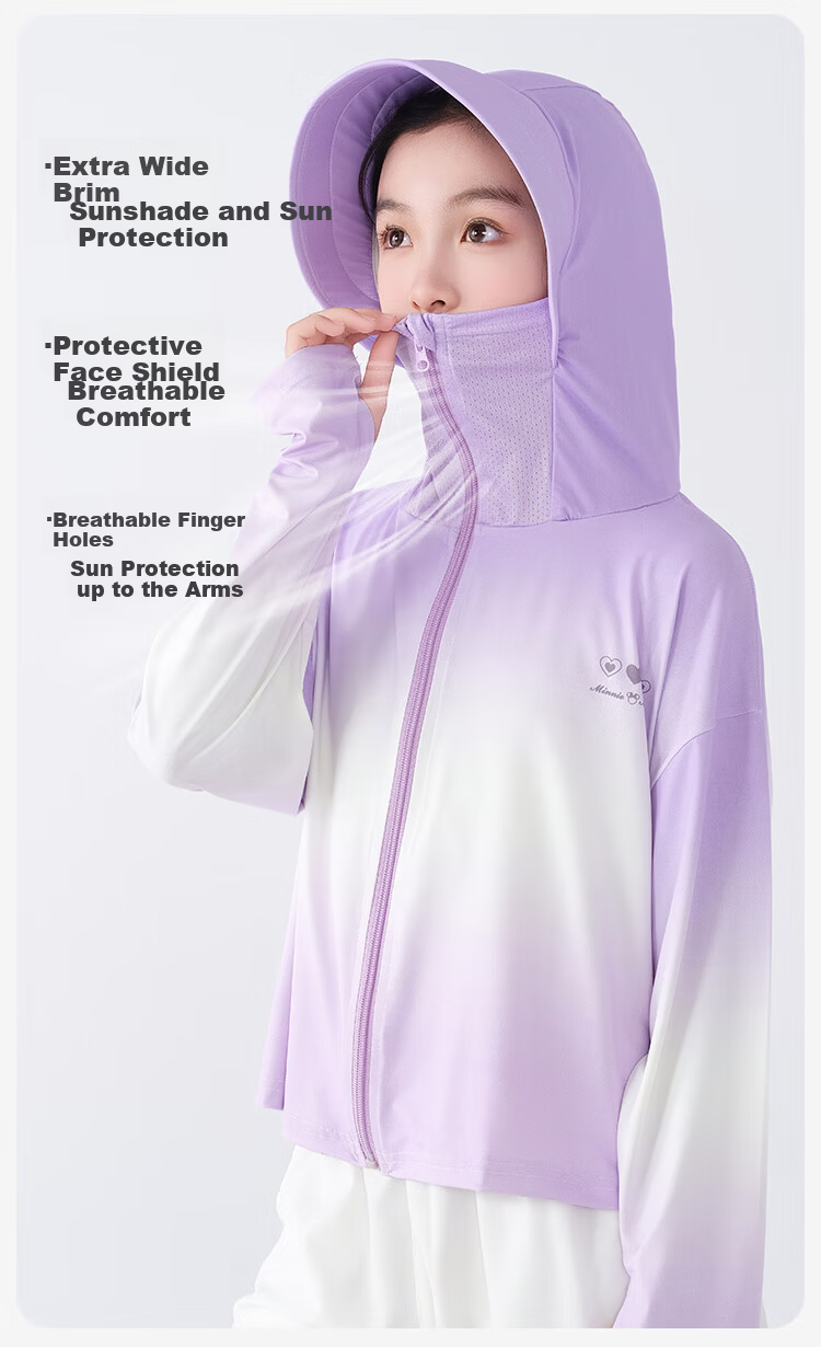 Disney Kids Summer Sunscreen Jacket Ice Silk Cooling Sun Protection Hooded Thin UV Protection UPF50+ Pink 140 5