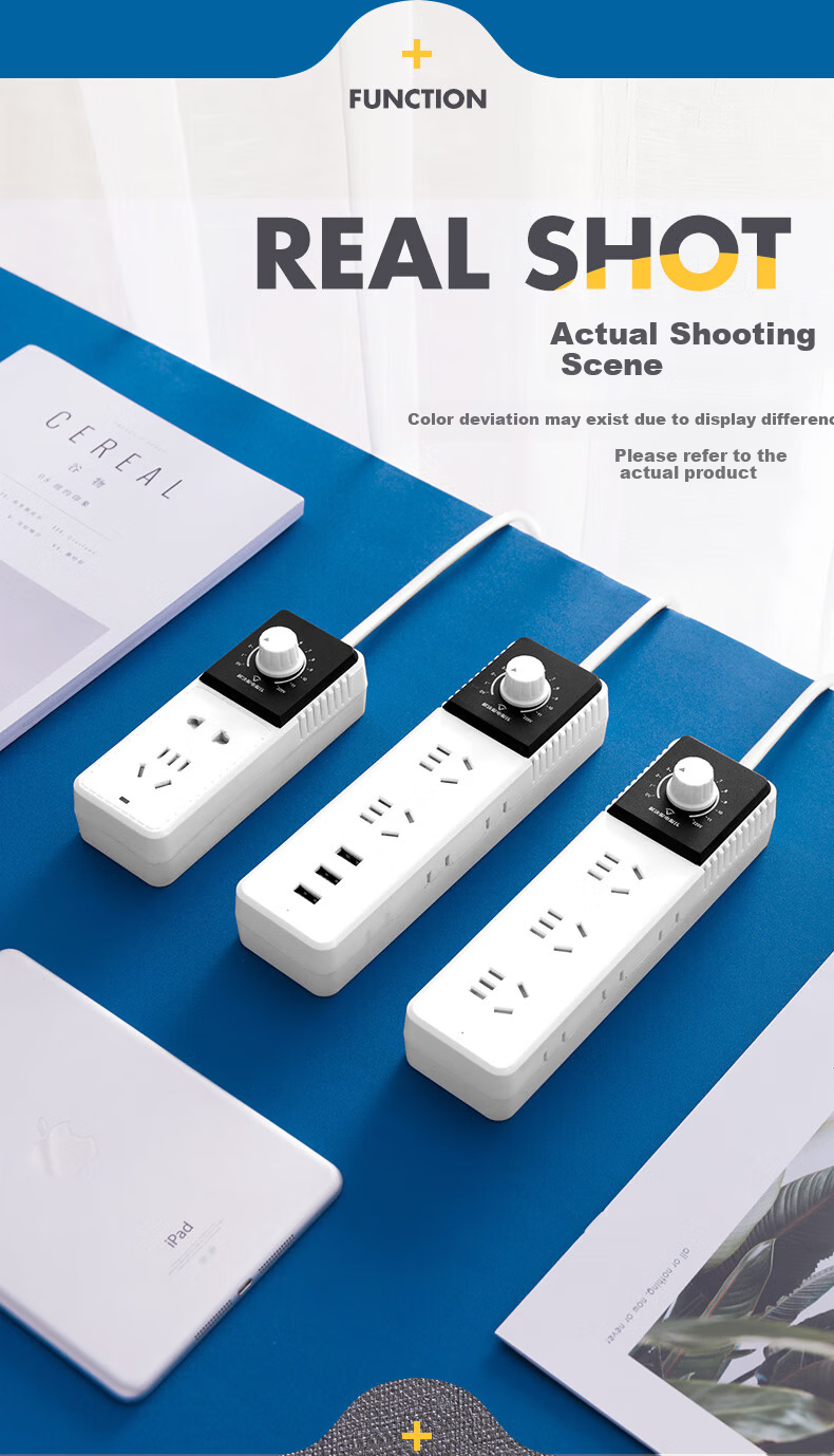 Aleleco Student Dormitory Voltage Regulator Socket Power Converter Socket University Dormitory Limited Voltage Power Strip Anti-Trip Circuit Breaker 0~220VAC Voltage Adjustable Direct Plug 10A 13