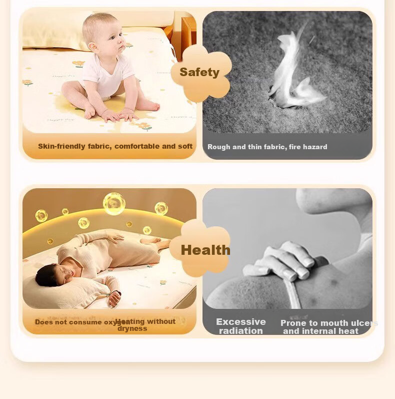 Zhunhang High-Temperature Power-Off Safety Electric Blanket 1.5x1.8m Dual Temperature Dual Control Zoned Electric Quilt for Two People 3