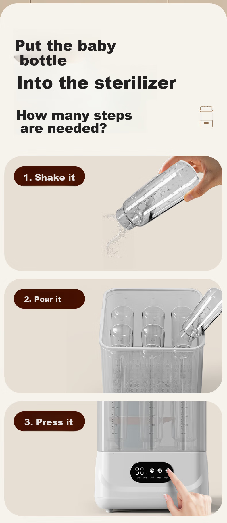 Canbo Baby Bottle Sterilizer with Drying, Baby Steam Sterilizer and Dryer All-in-One Machine 11
