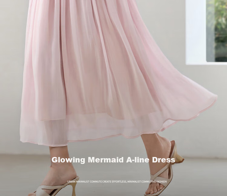 Shangdu Bila Light Luxury Draped A-Line Skirt for Women Summer High-End Slim Elegant Shimmer High Waist Mid-Length Skirt 1