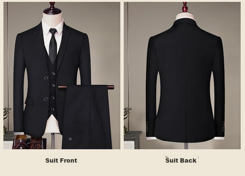 ROMON Men's Business Slim Fit Suit Jacket Formal Wedding Groom Navy Blue L 4