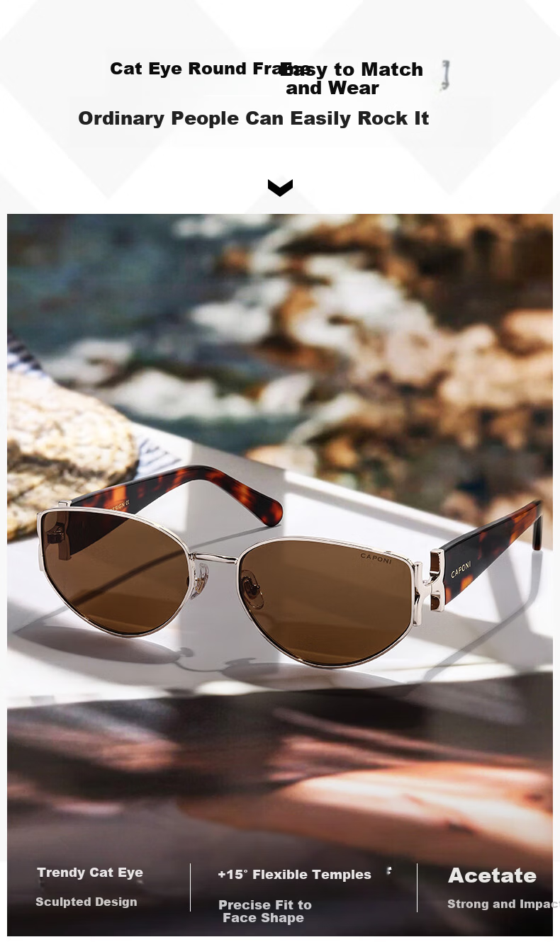 Jiaboli Vintage Style Cat Eye Sunglasses for Women 2025 New Nylon UV Protection Sun Glasses High-End Travel Outdoor 3