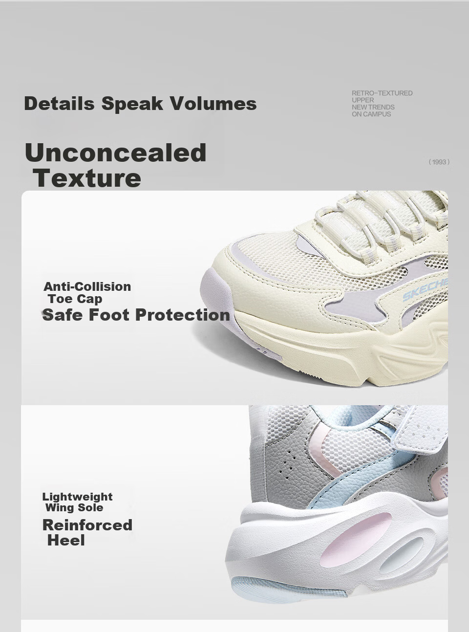 Skechers Kids Meteor Bear Dad Sneakers Spring Summer New Non-Slip Breathable Comfortable Children's Shoes 405353L 14