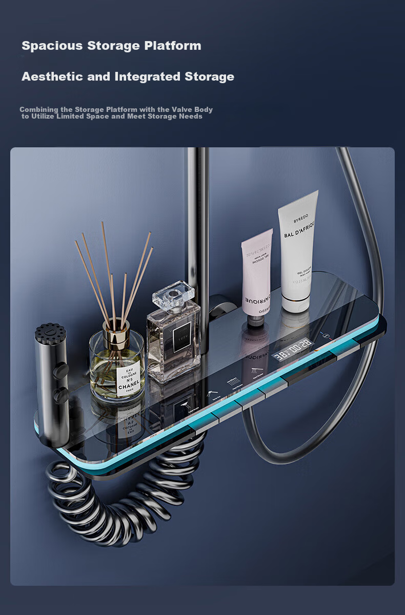 IVORPO [Germany] Smart Thermostatic Digital Display Self-Cleaning Shower Head Set Integrated Complete Shower System 18