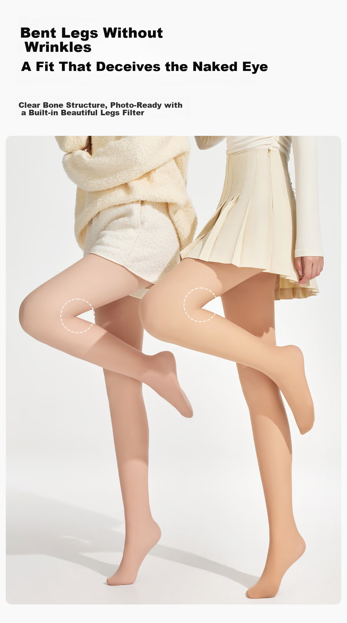 Bonas Detachable Tights Women's Autumn Winter Fleece Lined Warm Leggings Ultra Natural Bare Skin Effect Beauty Socks 3