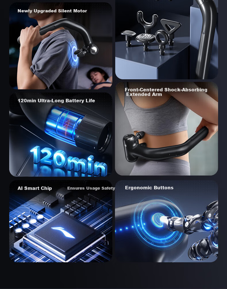 LI-NING Professional Fascia Gun Massager for Shoulders, Neck, Waist, and Back - Deep Muscle Massage Device, Ideal Gift for Parents, Valentine's Day, Qixi Festival, Birthday, Boyfriend, and Girlfriend 6