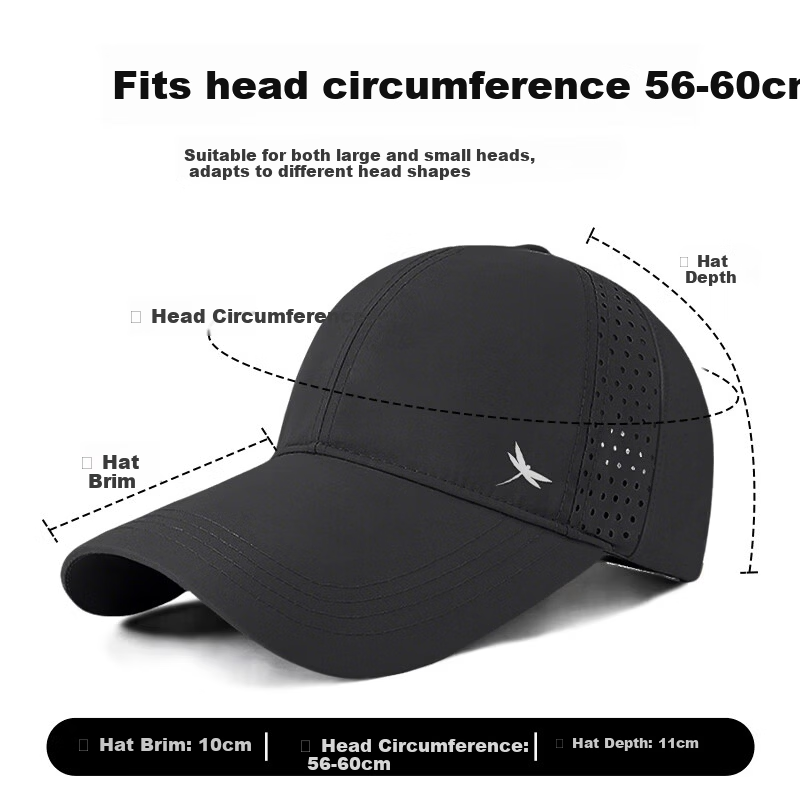 RED DRAGONFLY Men's Summer Sun Protection Hat Long Brim Baseball Cap Quick-Dry Mesh Breathable Sunshade Fishing Hiking Casual Duckbill Cap