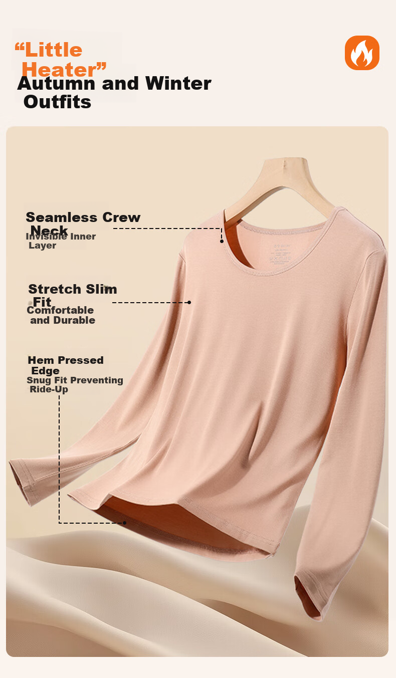 GUJIN Fleece-Lined Thickened Seamless Thermal Underwear Set for Women Autumn Winter 2025 New Skin-Friendly Base Layer Top and Bottom 3