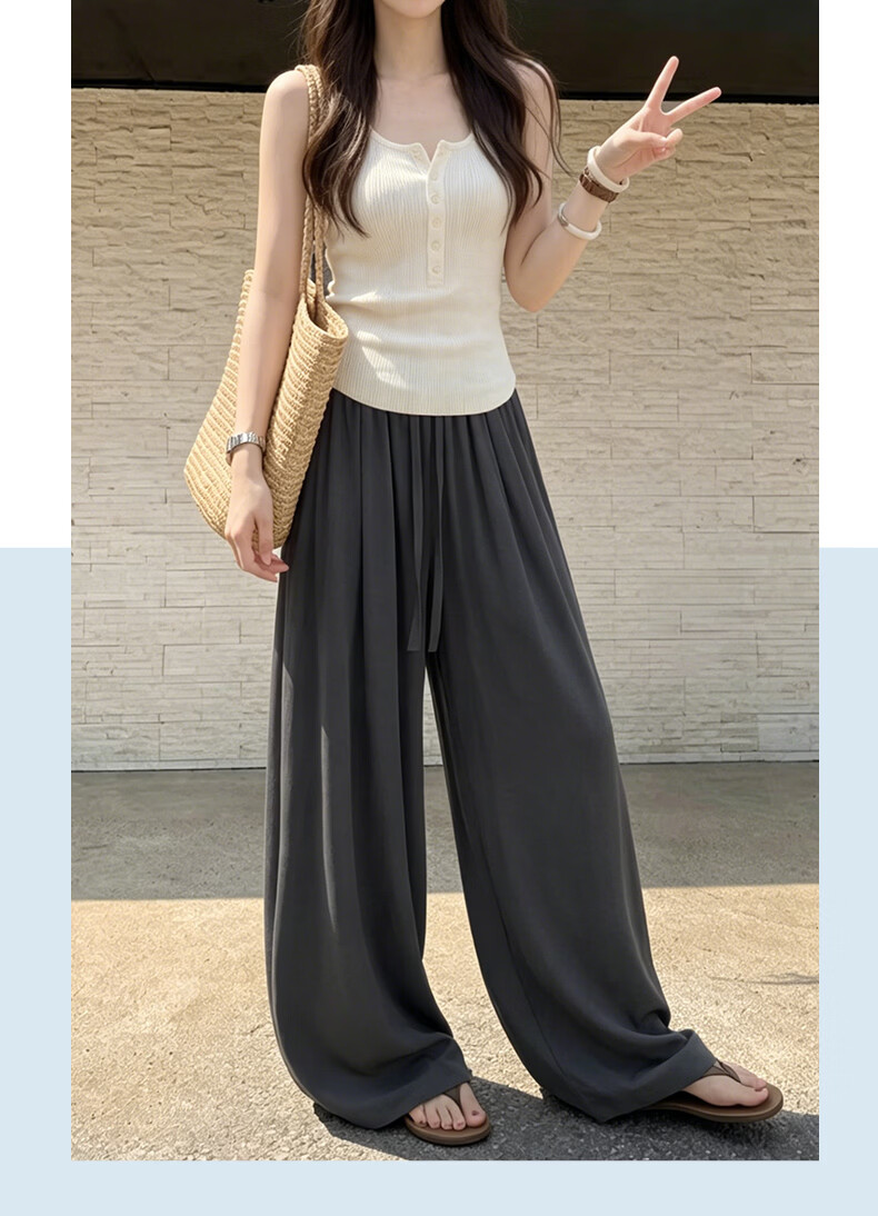 Langsha Linen Wide-Leg Pants for Women 2026 New Summer Thin High-Waist Breathable Relaxed Casual Curved Leg Pants 21