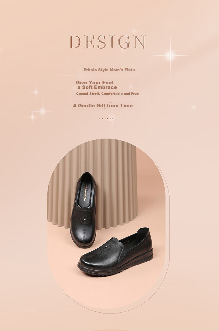 Red Dragonfly Women's Soft Sole Slip-On Loafers Comfortable Breathable Cowhide Commuter Shoes WTB352001 Black Size 37 2