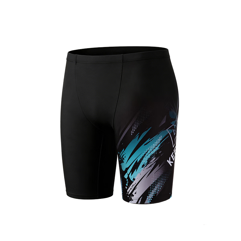 ANTA Men's Quick-Dry Swim Trunks Five-Point Swimming Shorts Anti-Embarrassment Professional Racing Swimwear Training Essential Black Green 3XL