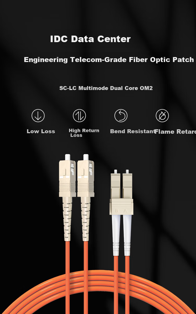 BYNET Telecom Grade Fiber Optic Patch Cable LC-LC (UPC) 50/125 OM2 Multimode Duplex Transceiver Pigtail Fiber Patch Cord 2.0 1 Meter 1
