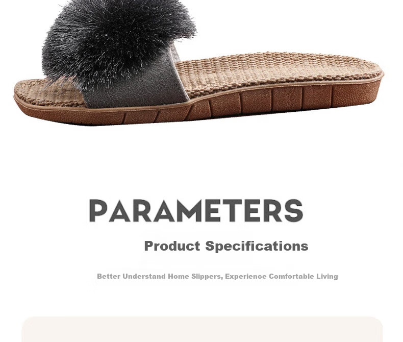 Huamei Jianbu Women's Linen Slippers Indoor Non-Slip Odor-Resistant Sweat-Absorbing Durable Floor Sandals HM3130 Gray Size 35-36 5