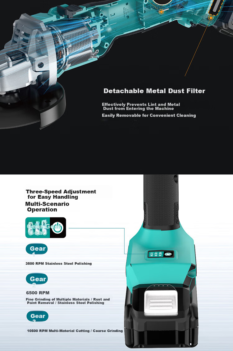 Dayi Angle Grinder Lithium Battery Cordless Electric Cutting Polishing Machine High Power 5801G Bare Tool 7
