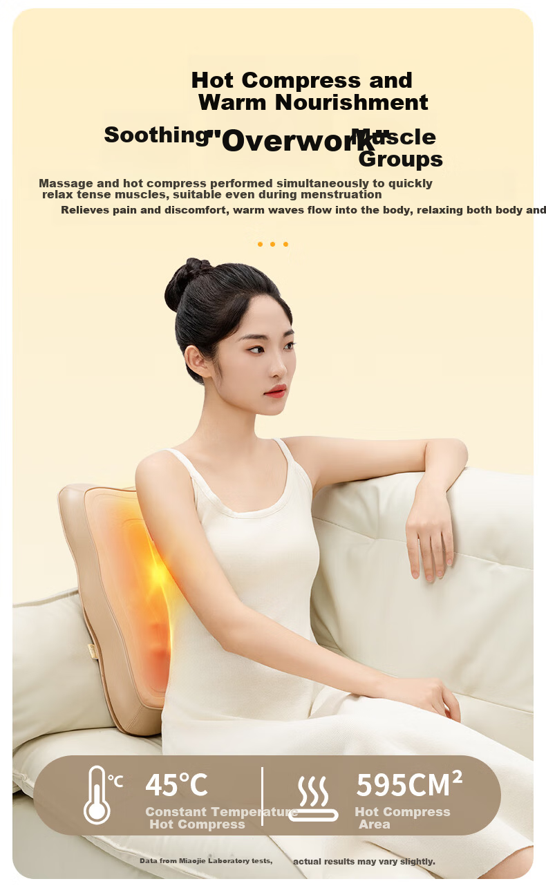 Miaojie MX08 Waist Massager Walking Style Back Massager Kneading Heat Office Lumbar Cushion Lumbar Support for Lumbar Muscle Strain Gift for Parents Mother's Day Birthday Men and Women Gold 13