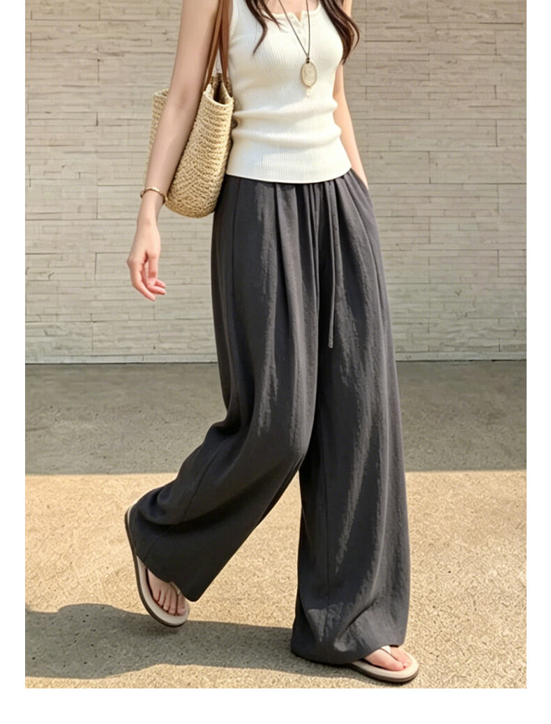 Langsha Linen Wide-Leg Pants for Women 2026 New Summer Thin High-Waist Breathable Relaxed Casual Curved Leg Pants 20