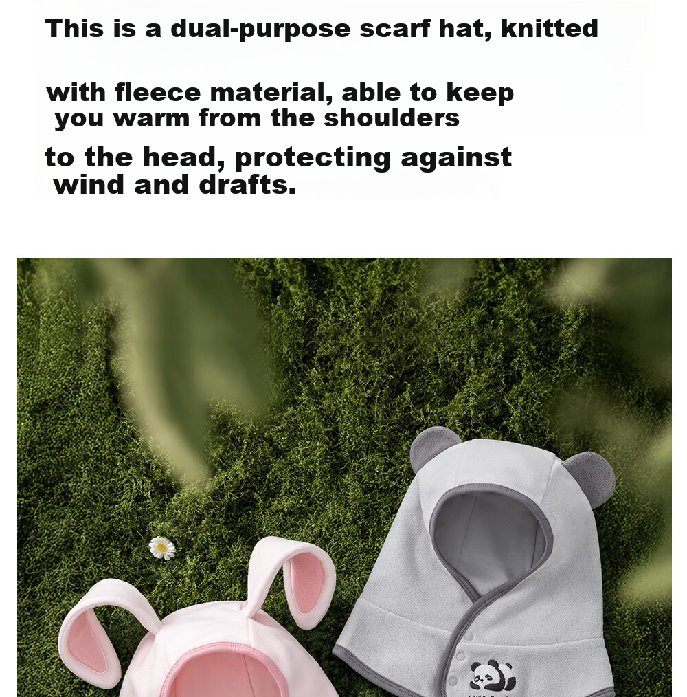 Beitais Baby Hat and Scarf Set Autumn Winter Ear Protection Warm Windproof Outdoor Cap for Kids 3