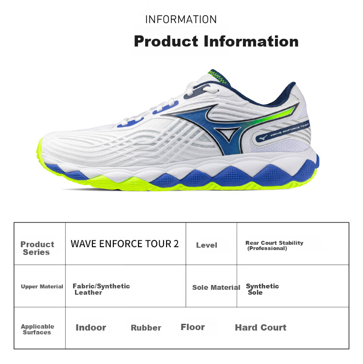 Mizuno Tennis Shoes Megalodon Men's Professional Pickleball Shoes ENFORCE TOUR 2 White Blue Size 40 2