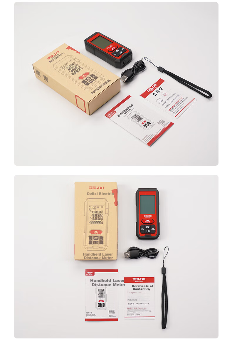DELIXI ELECTRIC Infrared Laser Distance Meter Handheld High-Precision Electronic Ruler Household Measuring Tool Lithium Battery Voice 50m 11