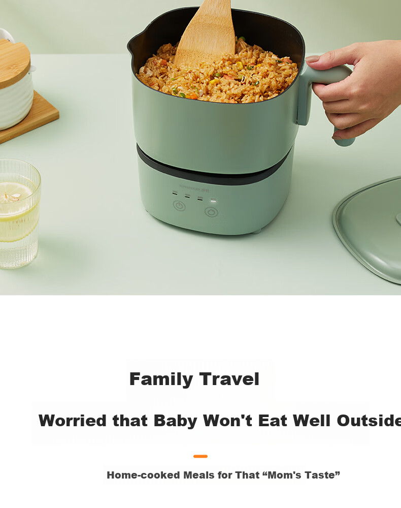 ROYALTY LINE Portable Electric Cooking Pot 2.2L Foldable Travel Pot 800W Detachable Dormitory Pot for 1-2 People Electric Hot Pot Smart Temperature Control Multifunctional Cooker 10