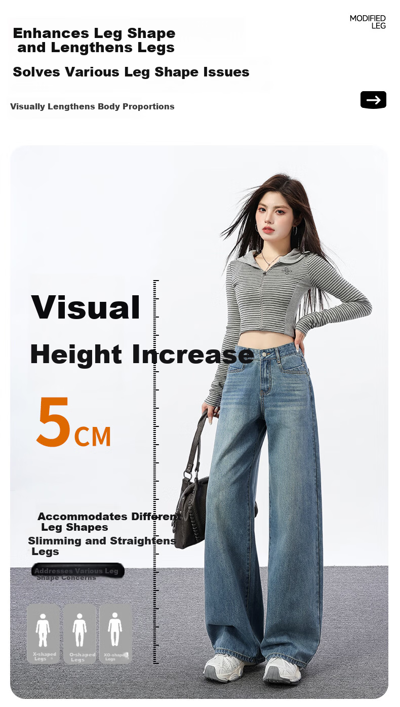 Jeanswest Women's Spring Summer Washed High-Waist Slim Fit Flared Jeans Nostalgic Blue M 5