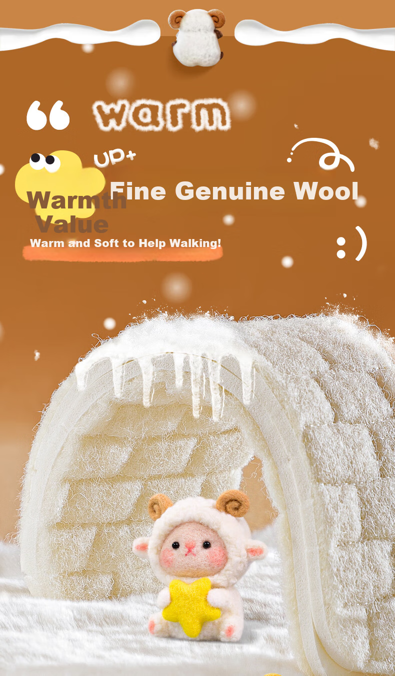 NanJiren 3 Pairs Kids 100% Wool Warm Insoles Plush Thickened Latex Winter Shoes Size 31-32 for Boys and Girls 7