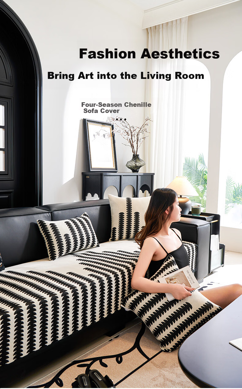 Wuyinliangpin Premium Sofa Cover, All-Season Use, Non-Slip, for Leather Sofas, Classic Style, 90*240cm 1