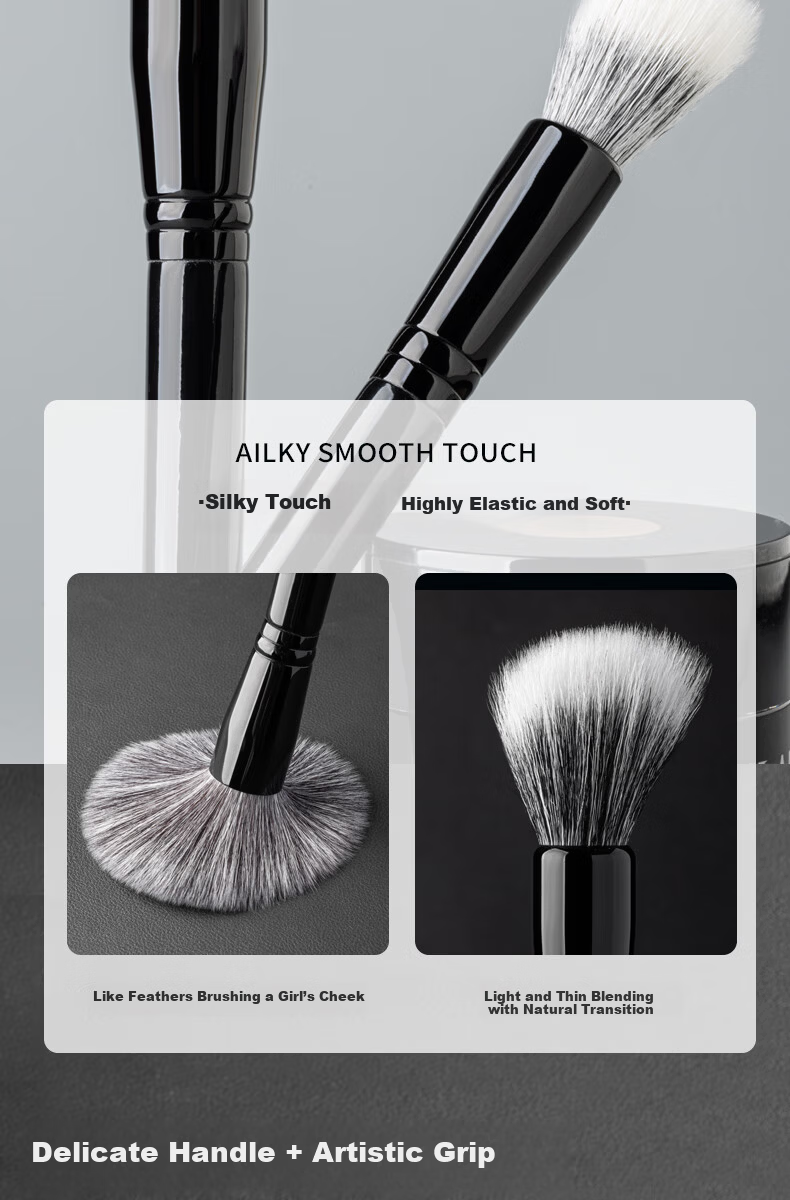 AOLANLA Black Seed Makeup Brush Set 13 Pieces Including Fish Tail Foundation Brush, Triangle Highlighter Brush, Eyebrow and Eyeliner Brushes Gift for Girlfriend 3