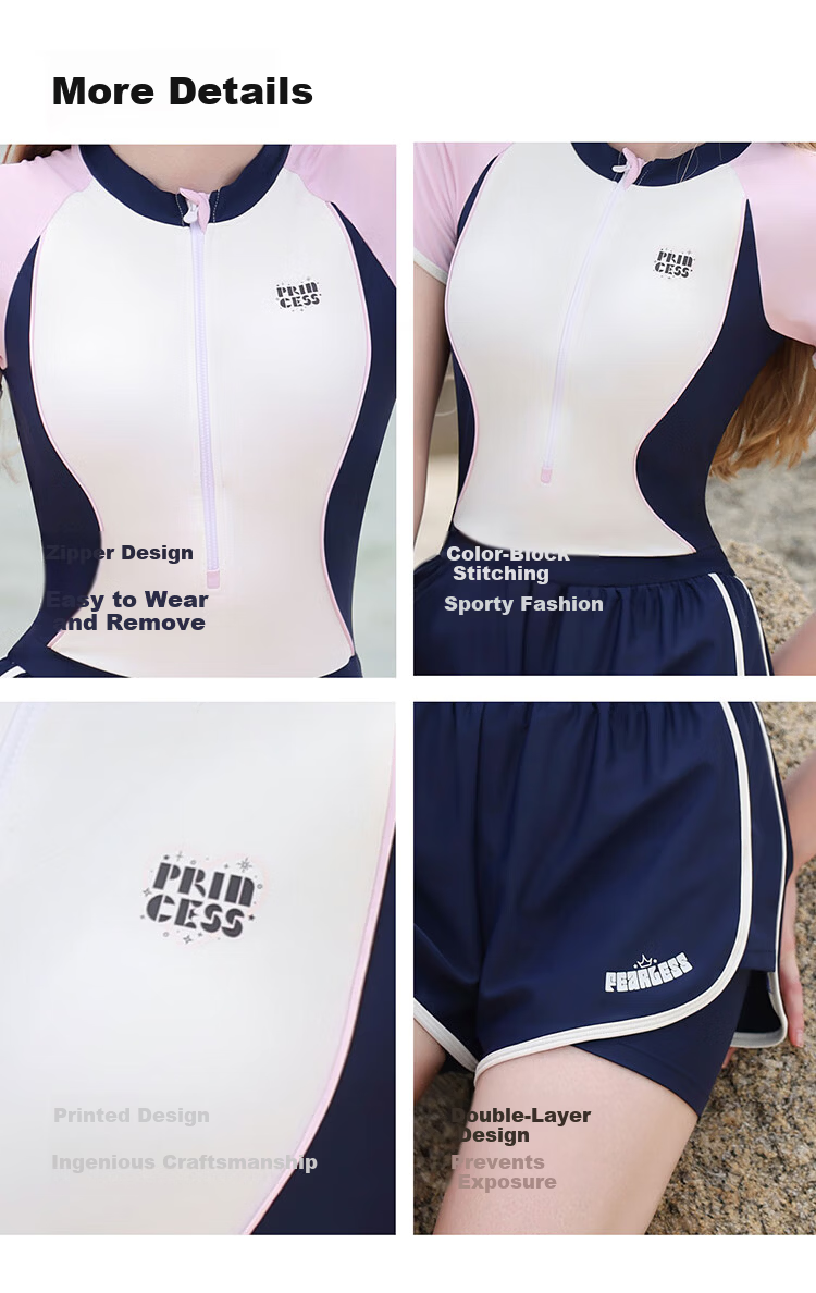 Disney Women's High-End Slimming Conservative One-Piece Swimsuit for Swimming Pool and Hot Spring D15312 Blue White L 6