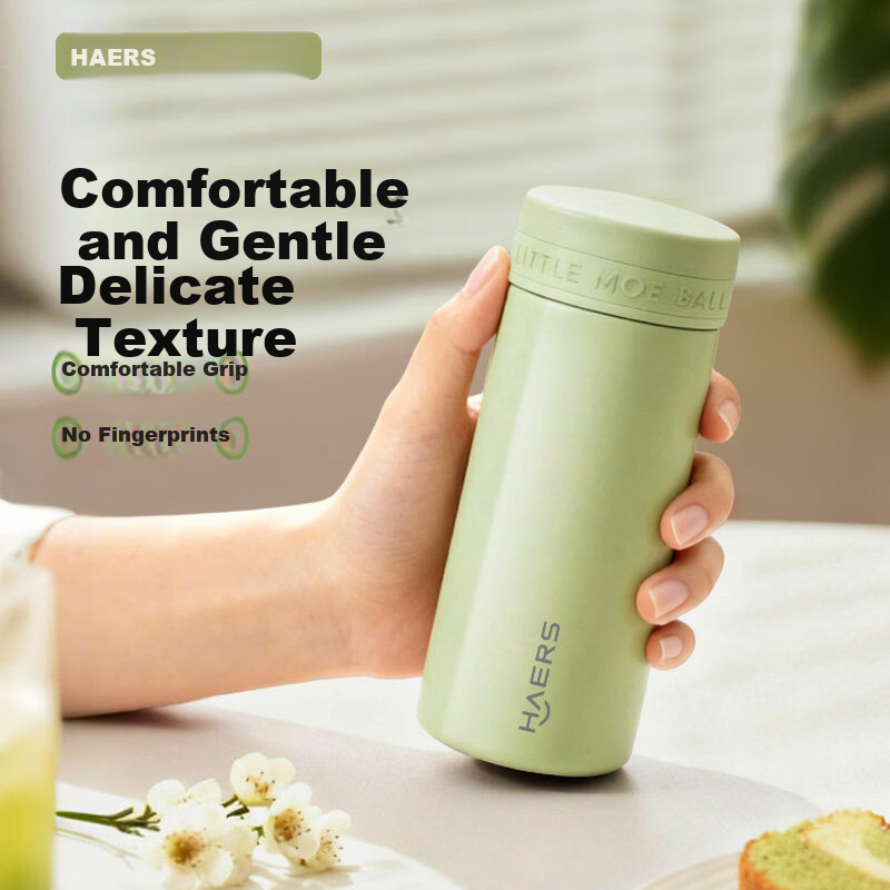 HAERS Insulated Mini Pocket Bottle 316L Stainless Steel Portable Strap 360ML Direct Drinking Water Cup for Kids and Adults
