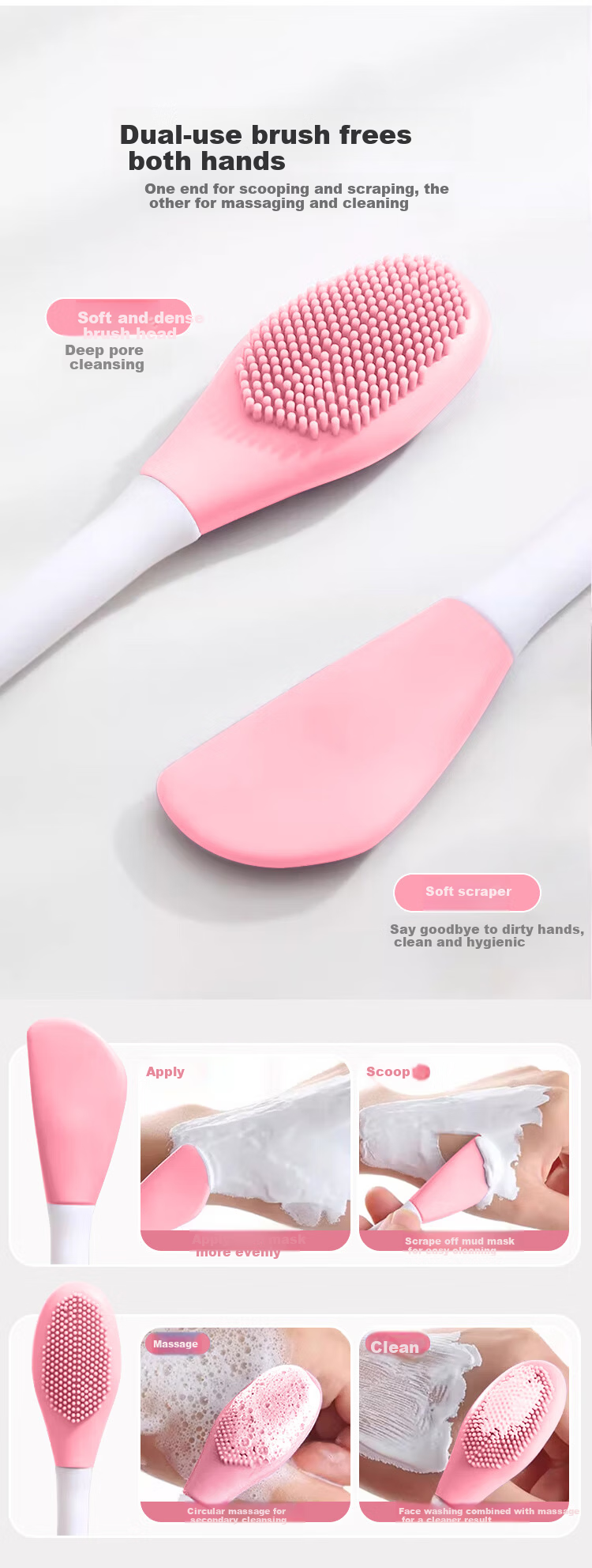 UPLUS Dual-Head Mask Bowl and Brush Set Mud Mask Soft Mask Tools Mask Spoon and Spatula 3