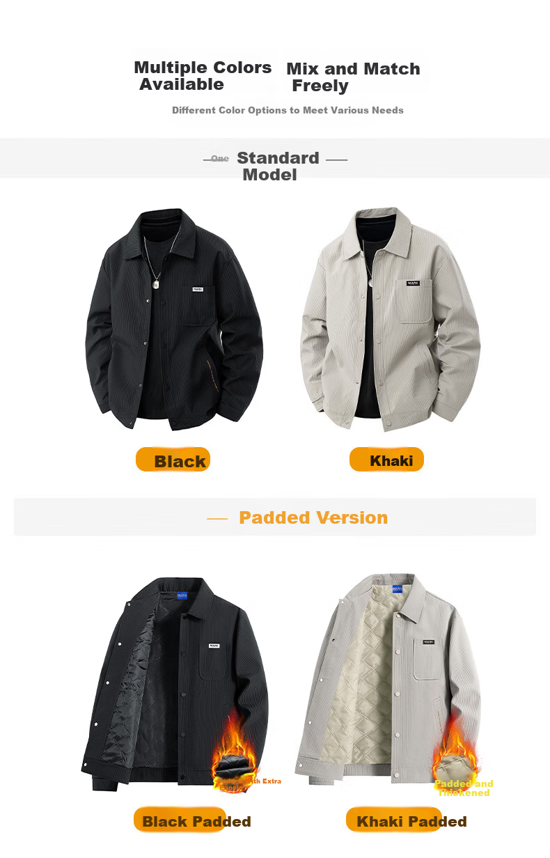 FAIRWHALE Men's Jacket Workwear Coat Autumn Winter 2025 New Popular Spring Autumn Men's Top M Black 1