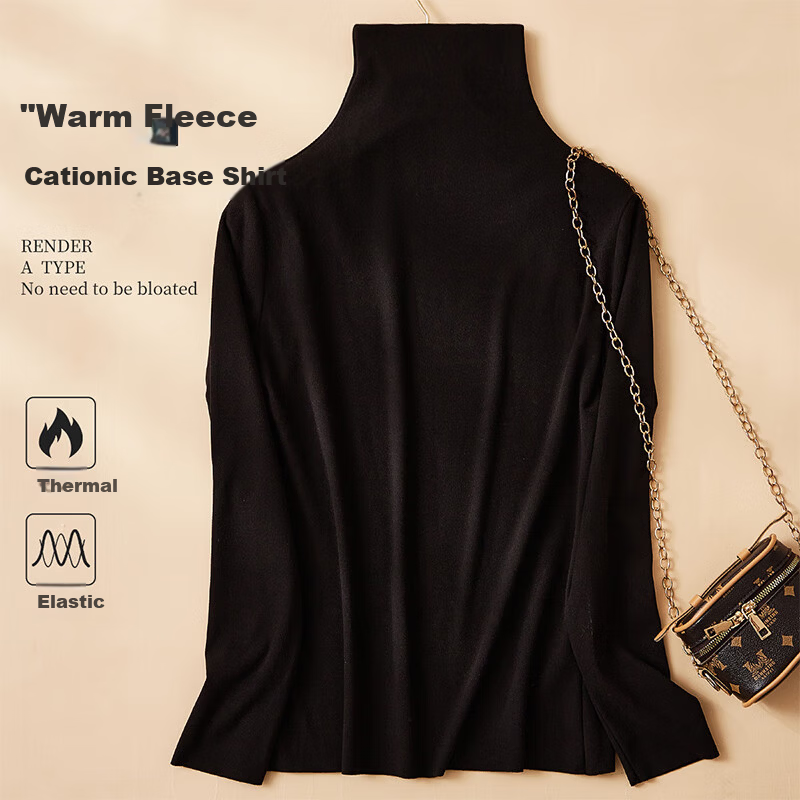 MiiOW Women's Turtleneck Base Shirt 2025 New Autumn Winter Plus Size Premium Knit Long Sleeve Top Black XL