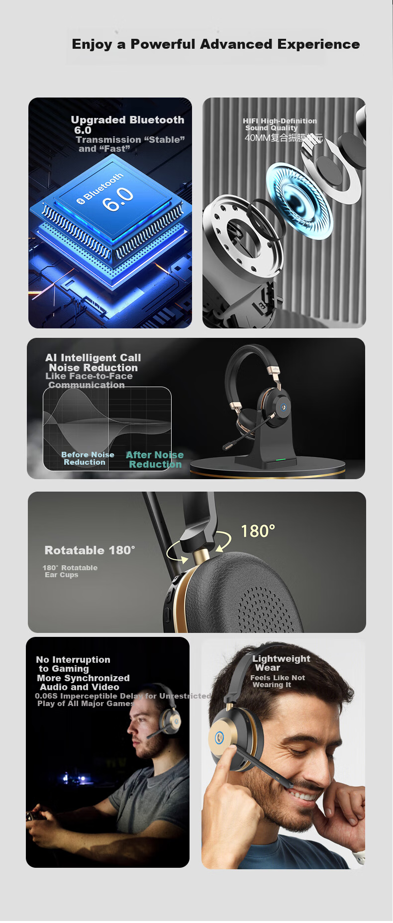 Yijiatong Over-Ear Call Center Headset ENC Active Noise Cancelling S600D 3.5MM Single Jack + USB + Type-C Volume Control Button Office Commercial Online Education Black 2