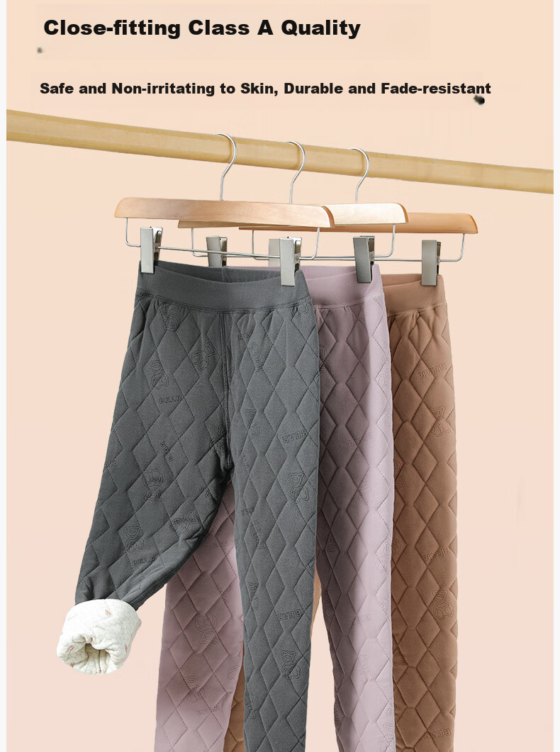 Yalu Kids Thermal Fleece-Lined Thickened School Uniform Wool Inner Layer Leggings for Boys and Girls 9