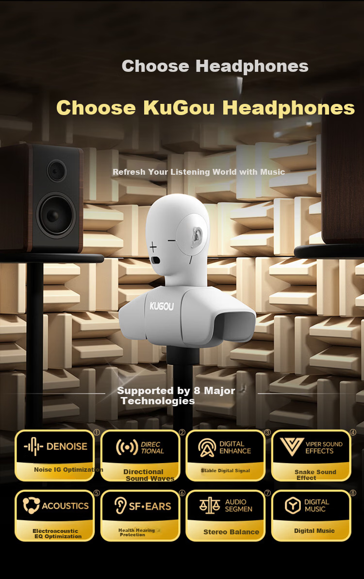 KUGOU M3pro New [30-Hour Long Battery + 7 Custom Sound Effects] Bluetooth 6.0 Neckband Wireless Music Sports Running Gaming Noise-Cancelling Earphones 1