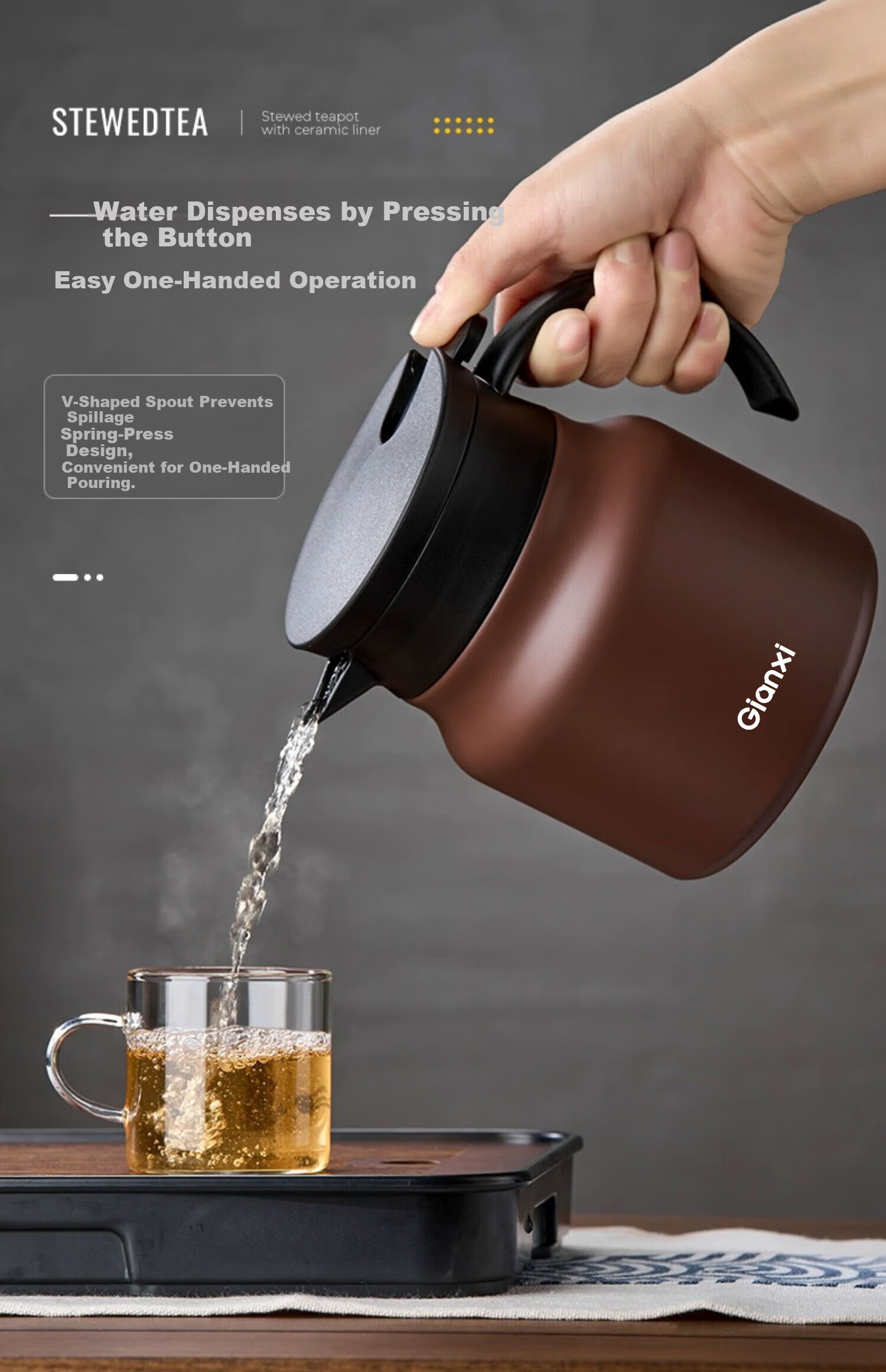 TIANXI Stainless Steel Large Capacity Insulated Tea Brewing Pot with Filter for White Tea and Steeping 10