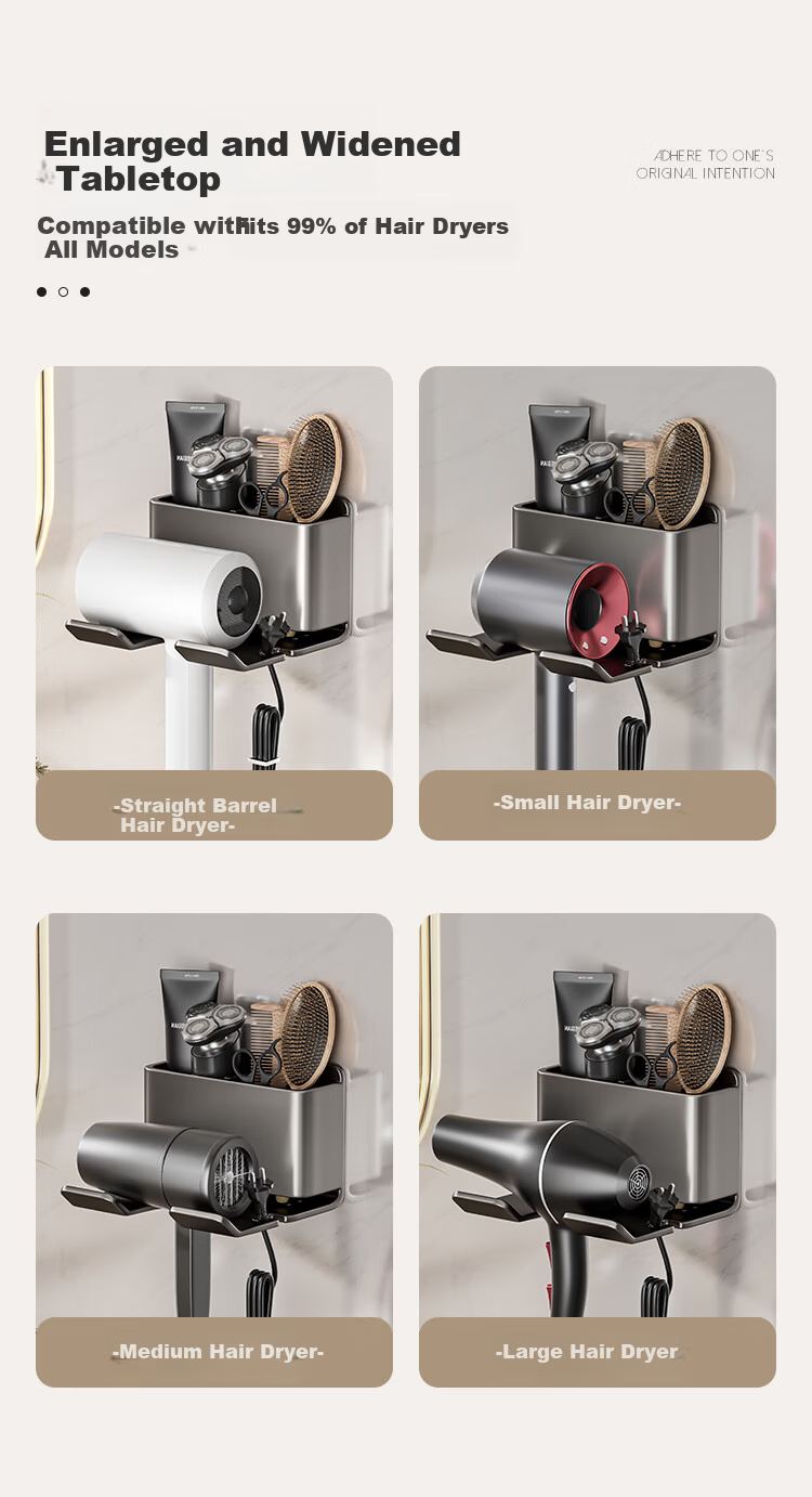 Baizi Hair Dryer Holder, No Drilling Required, Wall-Mounted Hair Dryer Stand, Hair Dryer Plug Hook 4