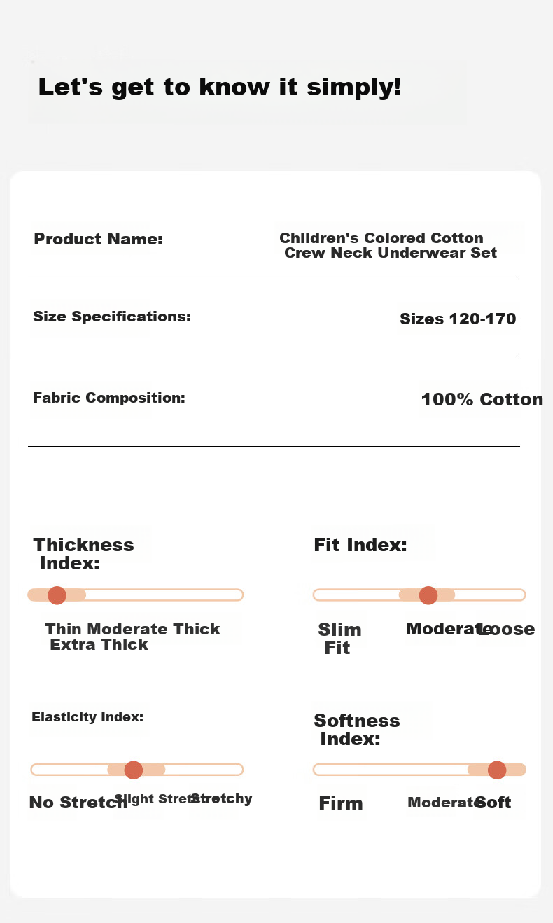 Dingguagua Natural Colored Cotton Children's Autumn Long Johns Set 100% Cotton Thermal Underwear Girls Cotton Sweater 6122 170 12