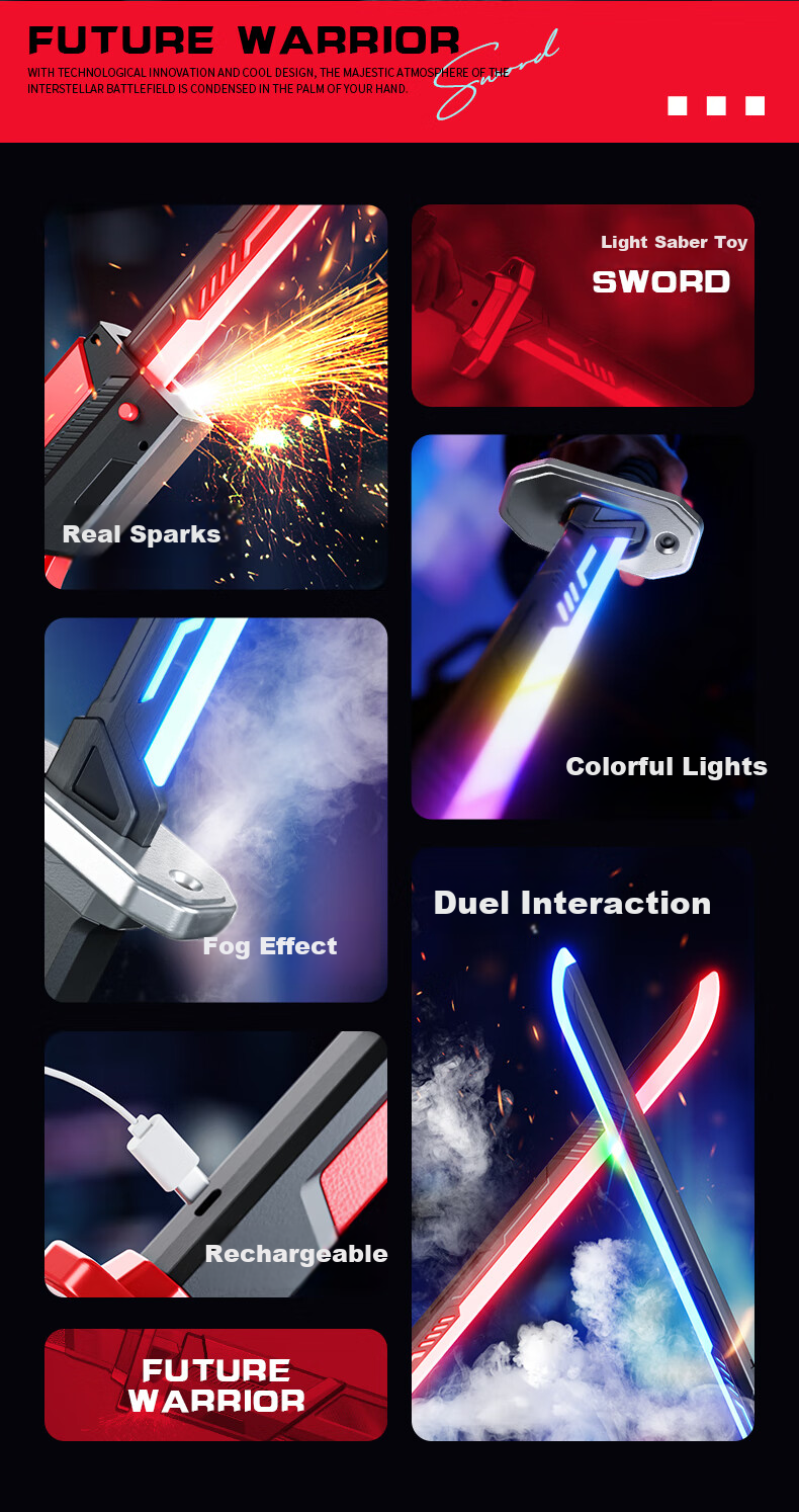 Osage Kids Toy Interstellar Spark Light Saber Black Tech Laser Sword for Boys Ages 6-10 Children's Day Gift 2